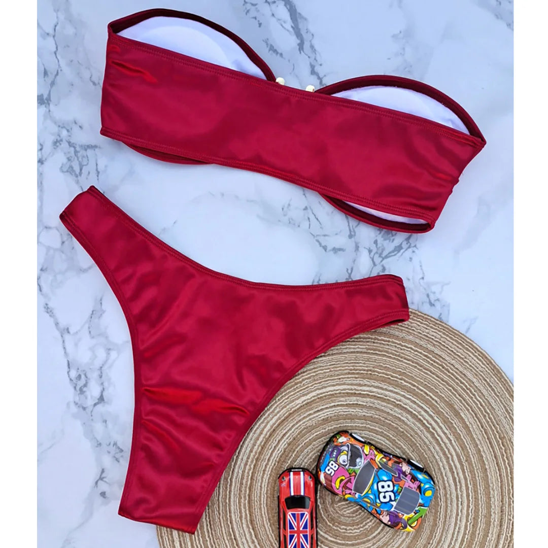 Bikini donna a fascia senza spalline