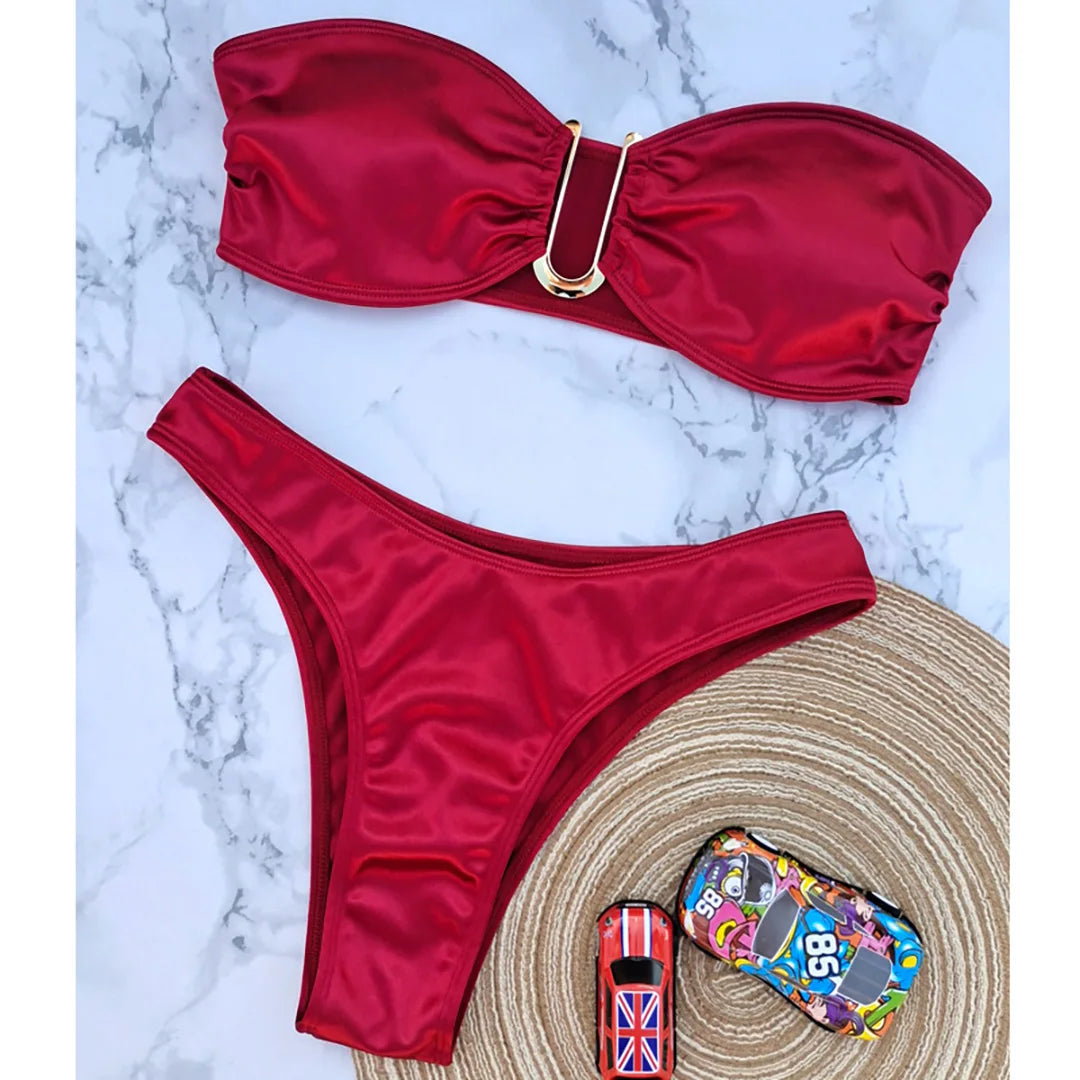 Bikini donna a fascia senza spalline