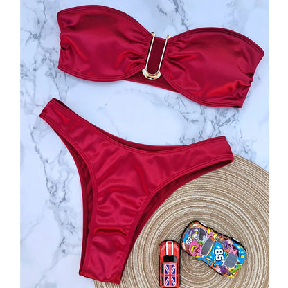 Bikini donna a fascia senza spalline