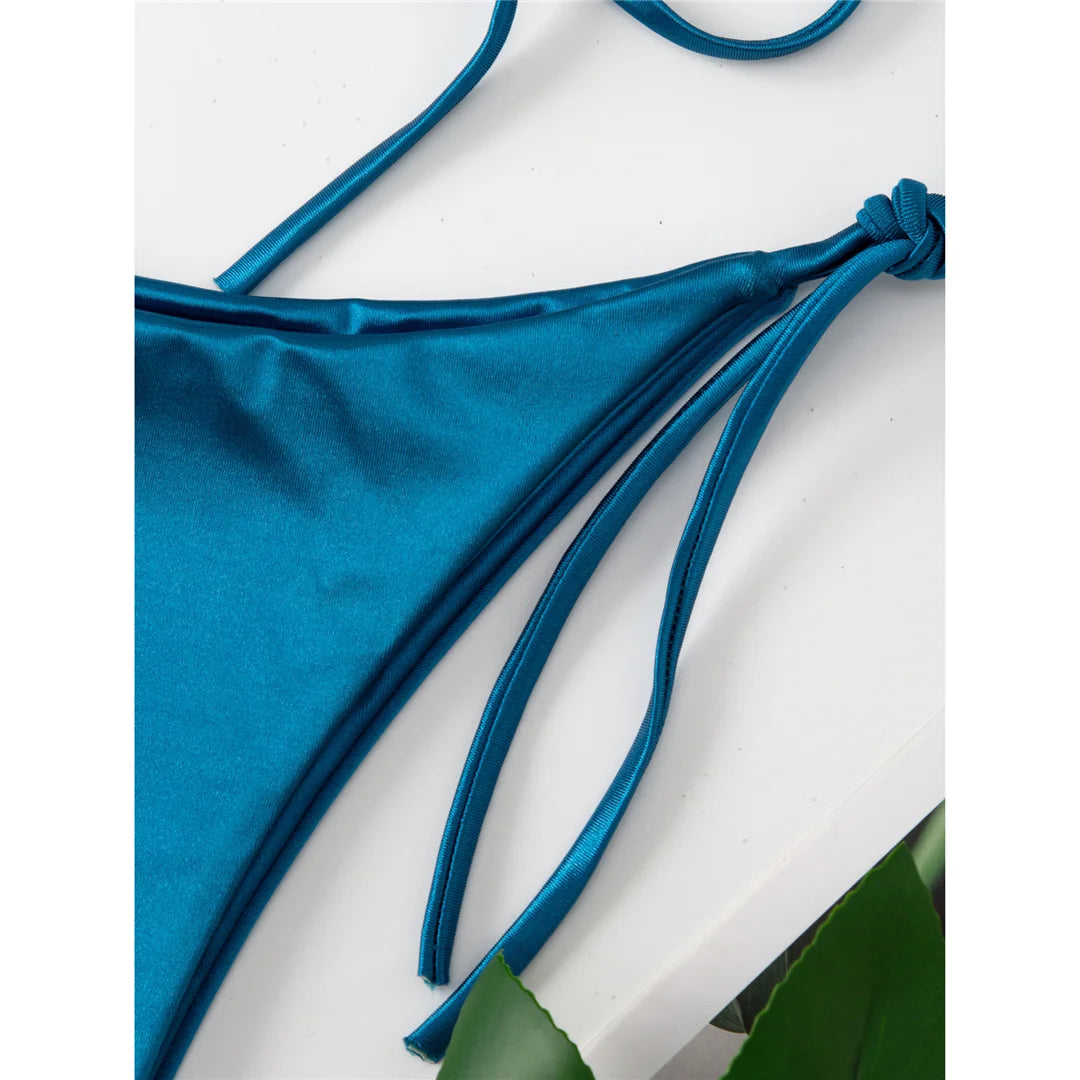 Bikini brasiliano donna Halter Satin