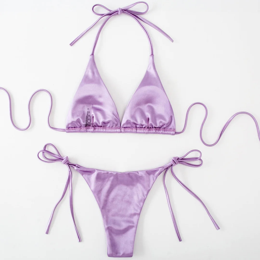 Bikini brasiliano donna Halter Satin