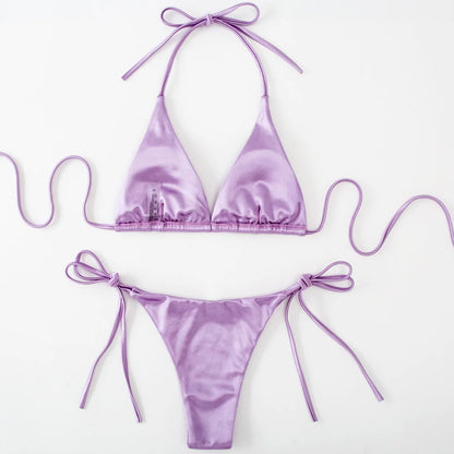 Bikini brasiliano donna Halter Satin