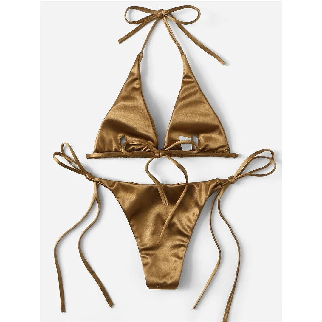 Bikini brasiliano donna Halter Satin