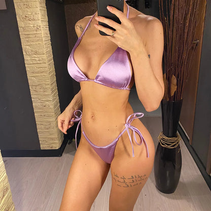Bikini brasiliano donna Halter Satin