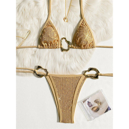 Bikini Donna Halter con Paillettes Glitter