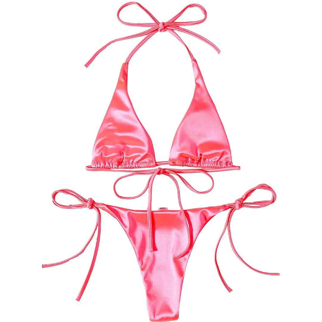 Bikini brasiliano donna Halter Satin
