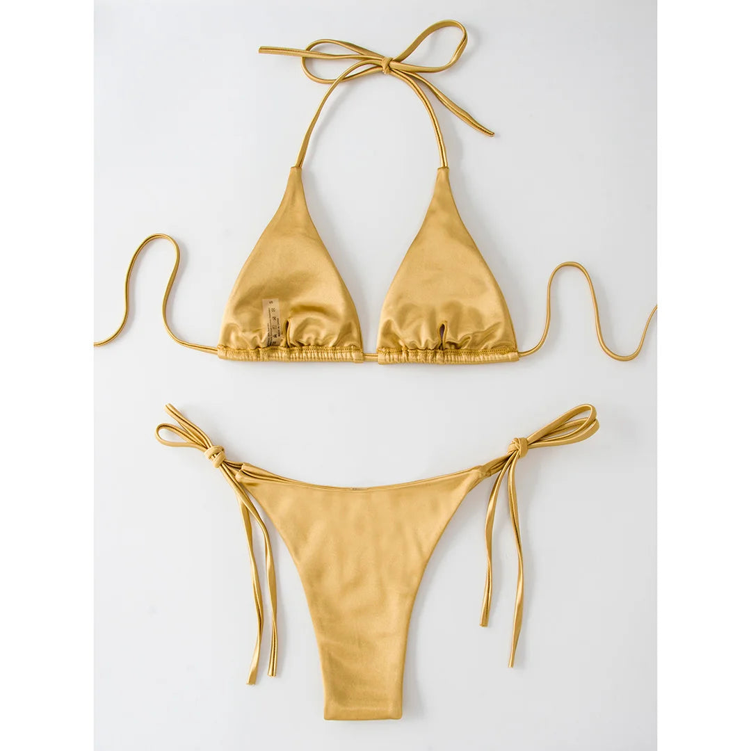 Bikini brasiliano donna Halter Satin
