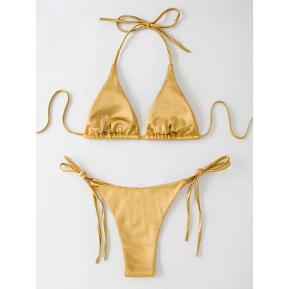 Bikini brasiliano donna Halter Satin