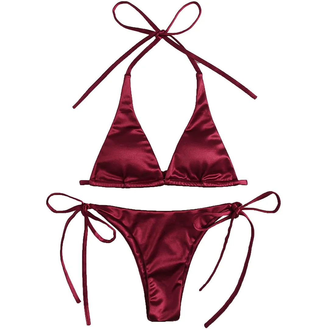 Bikini brasiliano donna Halter Satin