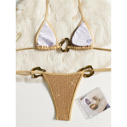 Bikini Donna Halter con Paillettes Glitter