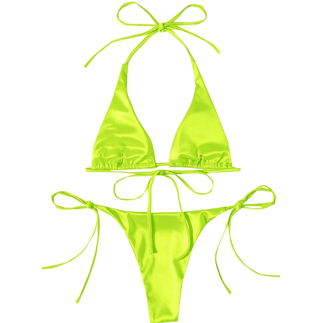 Bikini brasiliano donna Halter Satin