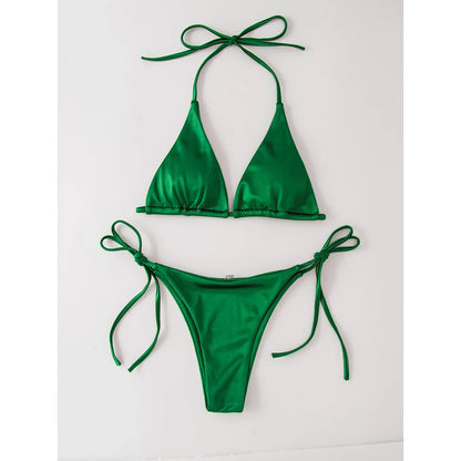 Bikini brasiliano donna Halter Satin