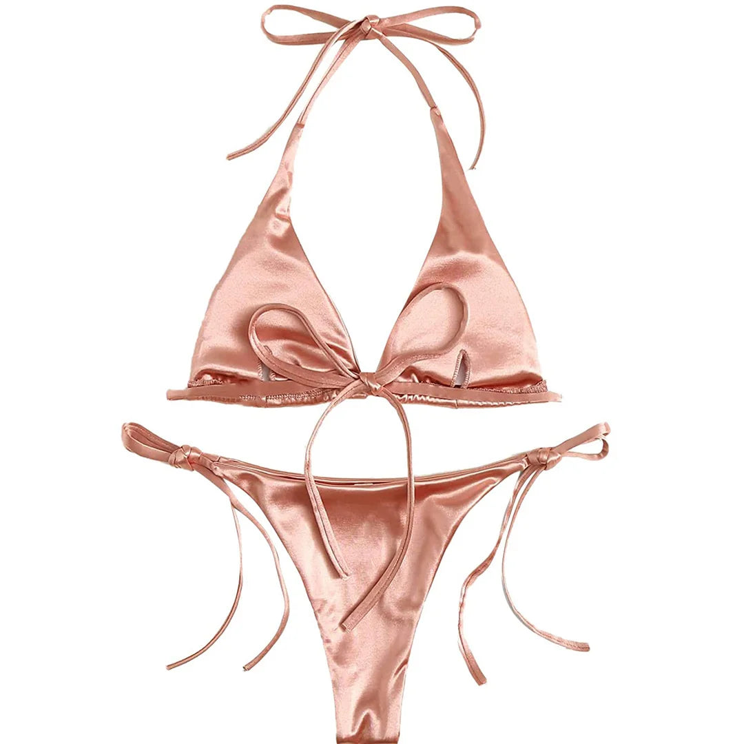 Bikini brasiliano donna Halter Satin