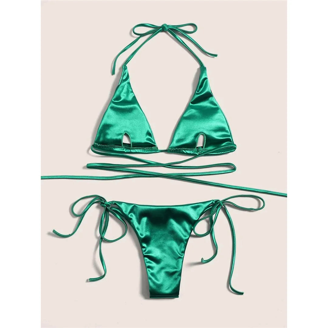 Bikini brasiliano donna Halter Satin