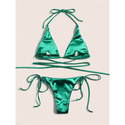 Bikini brasiliano donna Halter Satin