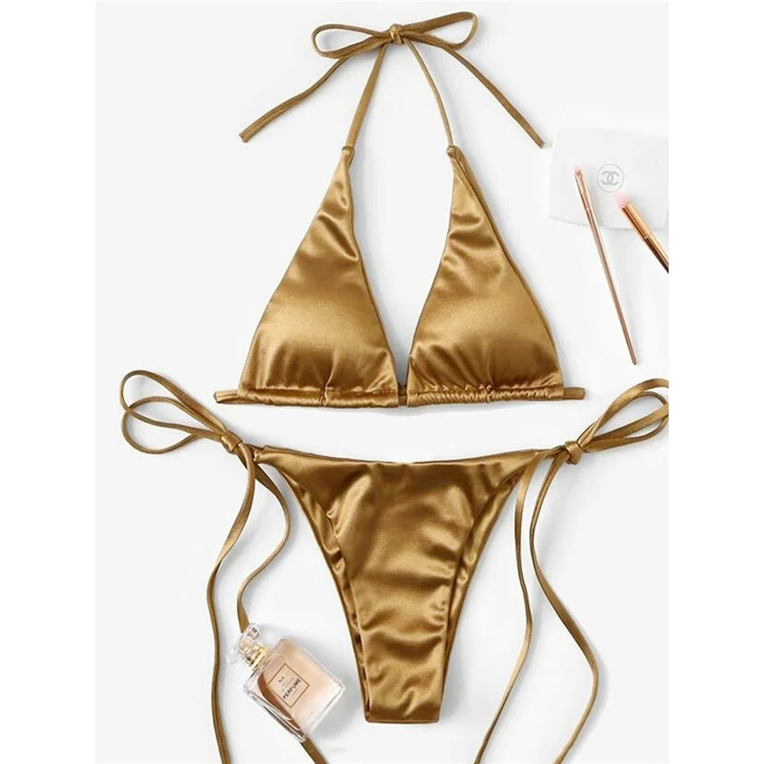 Bikini brasiliano donna Halter Satin