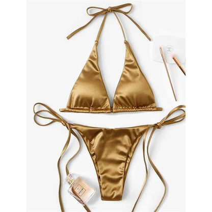 Bikini brasiliano donna Halter Satin