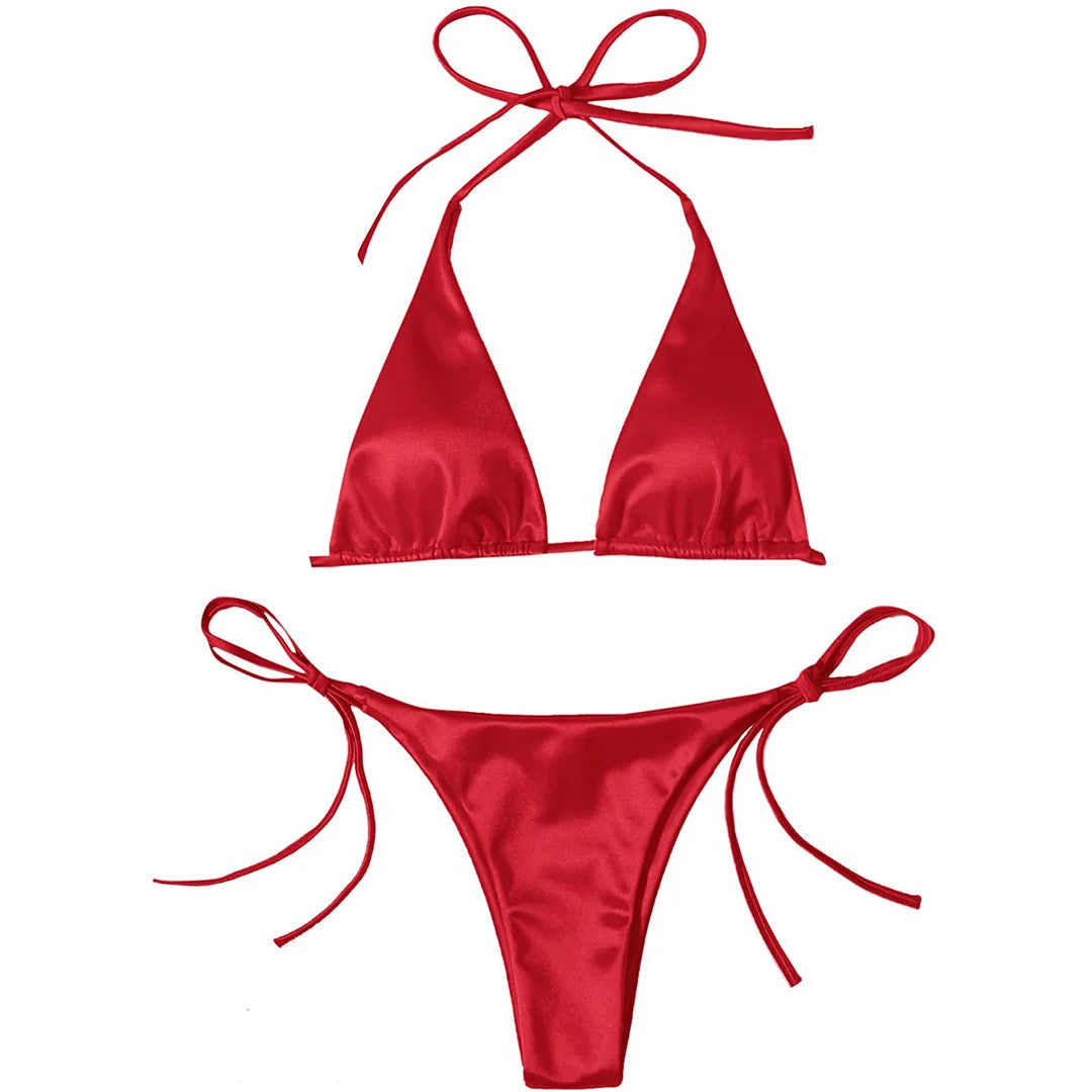 Bikini brasiliano donna Halter Satin