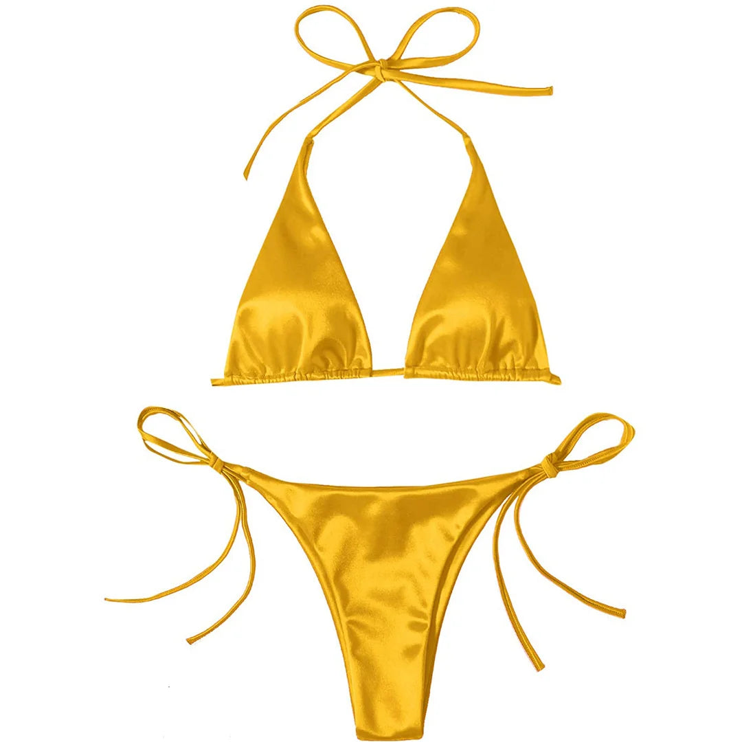 Bikini brasiliano donna Halter Satin
