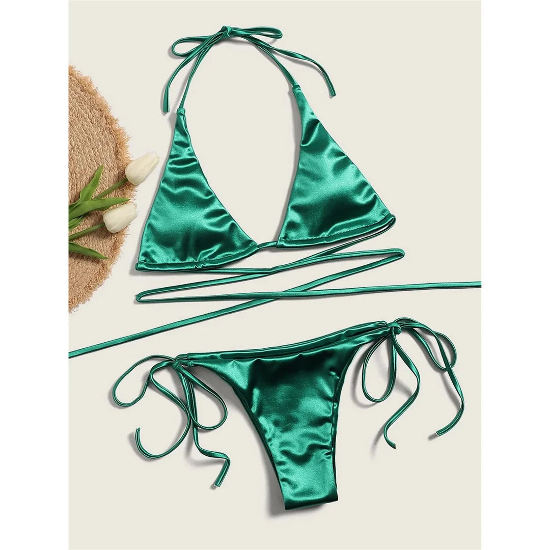 Bikini brasiliano donna Halter Satin