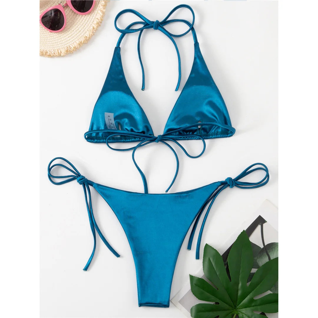 Bikini brasiliano donna Halter Satin