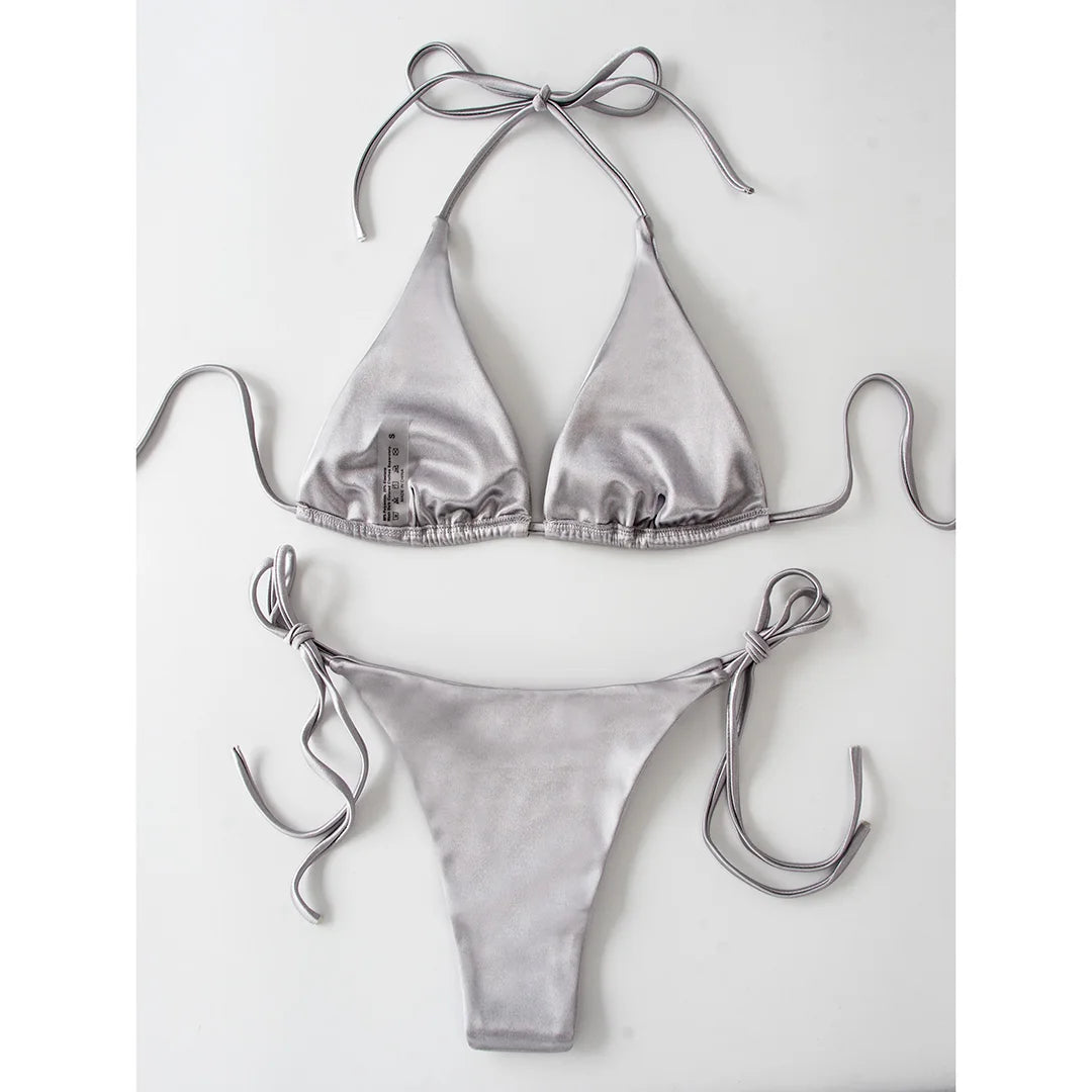 Bikini brasiliano donna Halter Satin