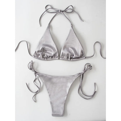 Bikini brasiliano donna Halter Satin