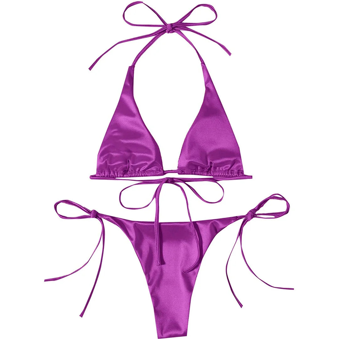 Bikini brasiliano donna Halter Satin
