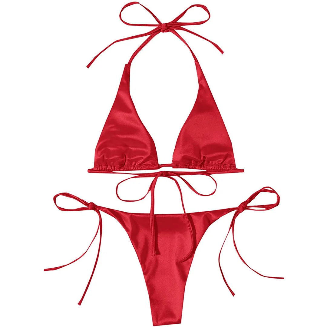Bikini brasiliano donna Halter Satin