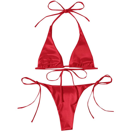 Bikini brasiliano donna Halter Satin