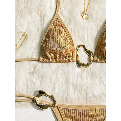 Bikini Donna Halter con Paillettes Glitter