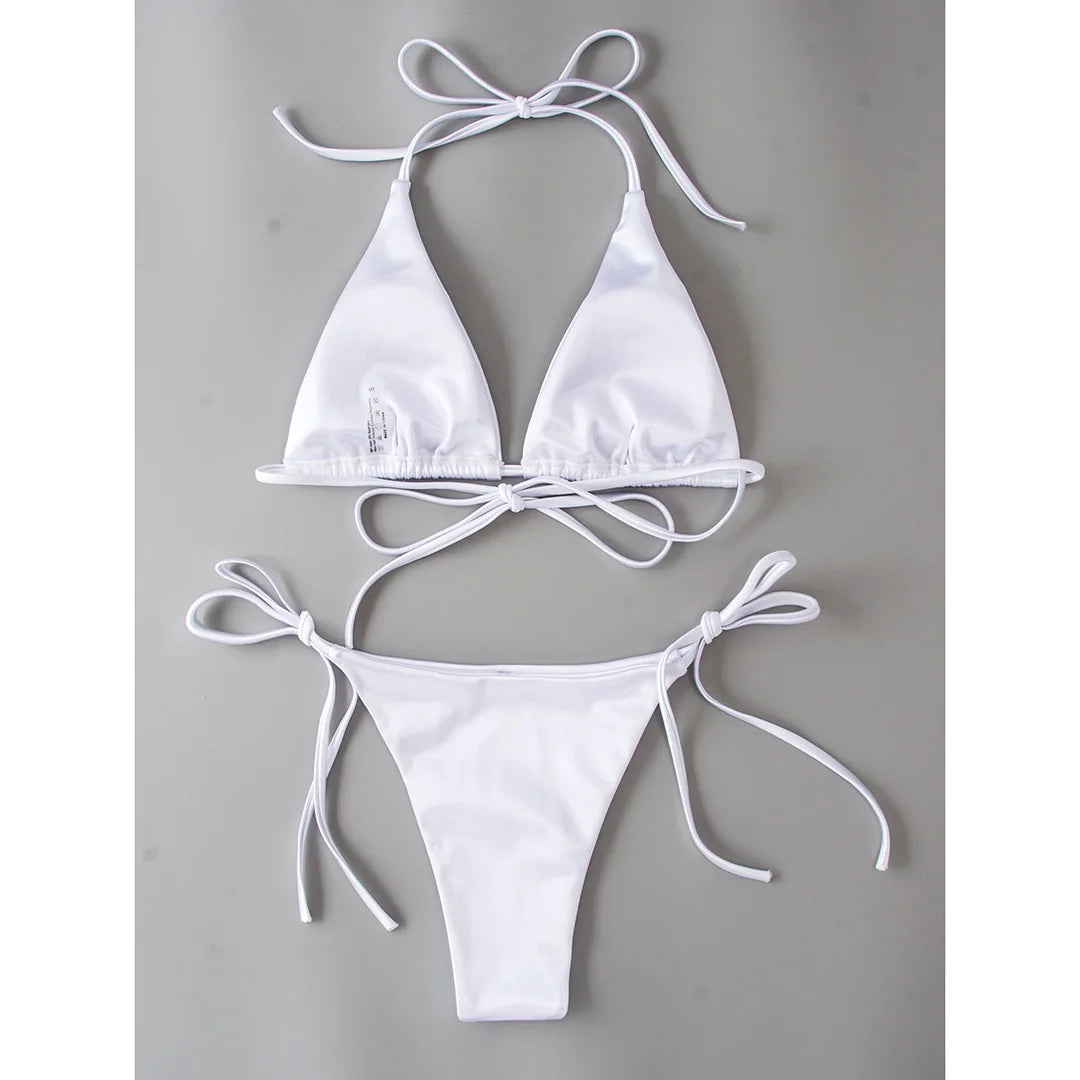 Bikini brasiliano donna Halter Satin
