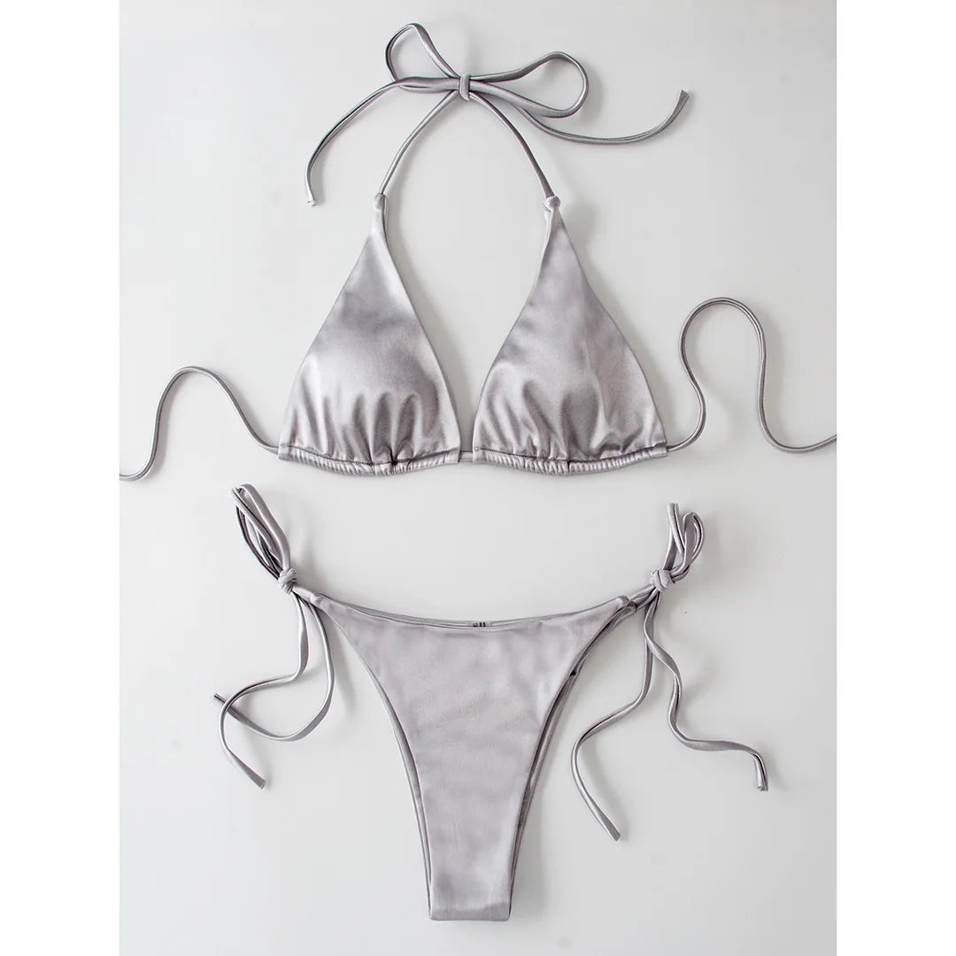 Bikini brasiliano donna Halter Satin