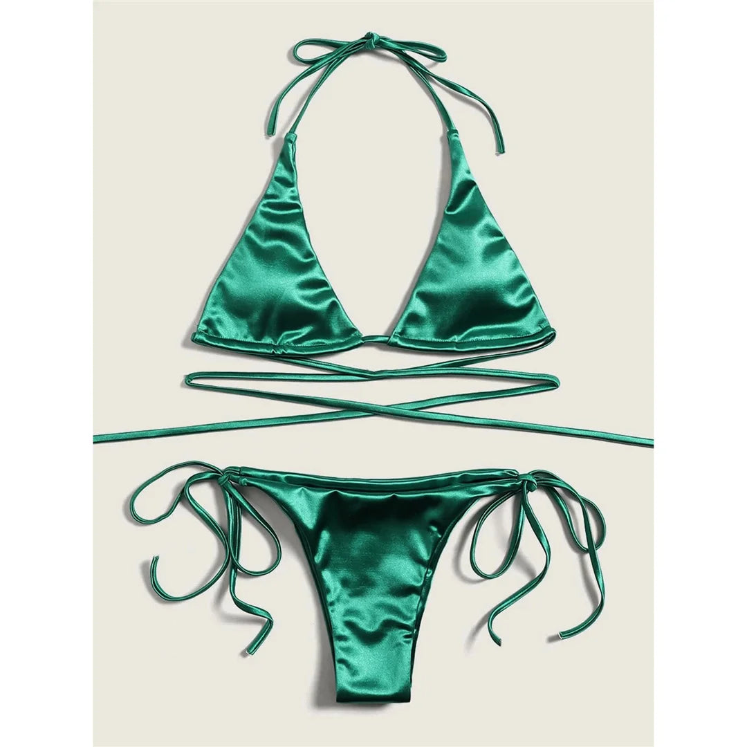 Bikini brasiliano donna Halter Satin