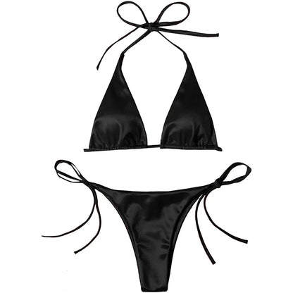 Bikini brasiliano donna Halter Satin
