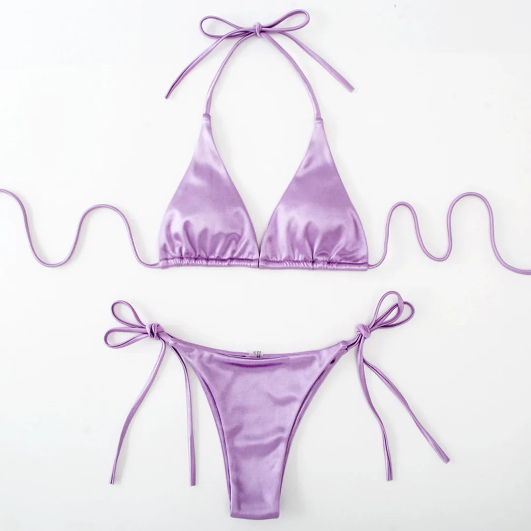 Bikini brasiliano donna Halter Satin